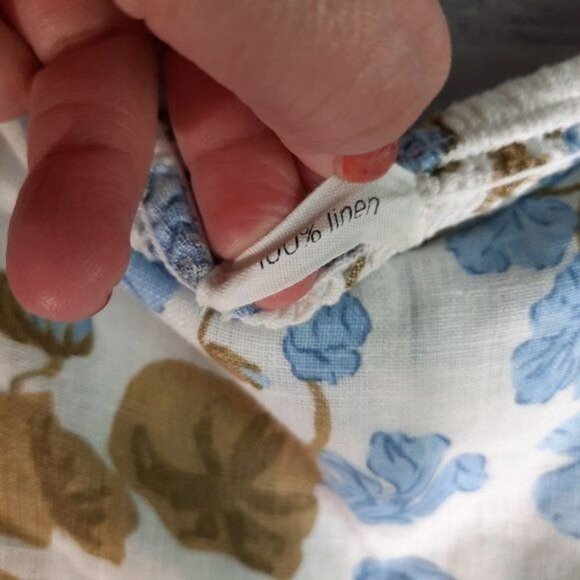 Joie Linen Square Neck Floral Cropped Blouse - Picture 8 of 10